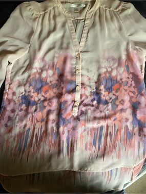 LC Lauren Conrad Sheer Floral Button-Front Blouse - Pink & Lavender
